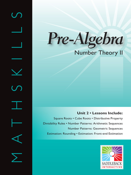 Title details for Pre-Algebra: Number Theory 2 by Saddleback Educational Publishing - Wait list
